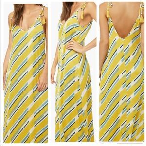 Forever 21 Satin Geo Striped Maxi Dress MEDIUM